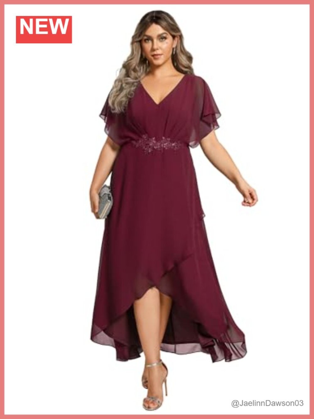 Plus Size V Neck Applique Maxi High Low Formal Wedding Guest Dress Short Sleeve